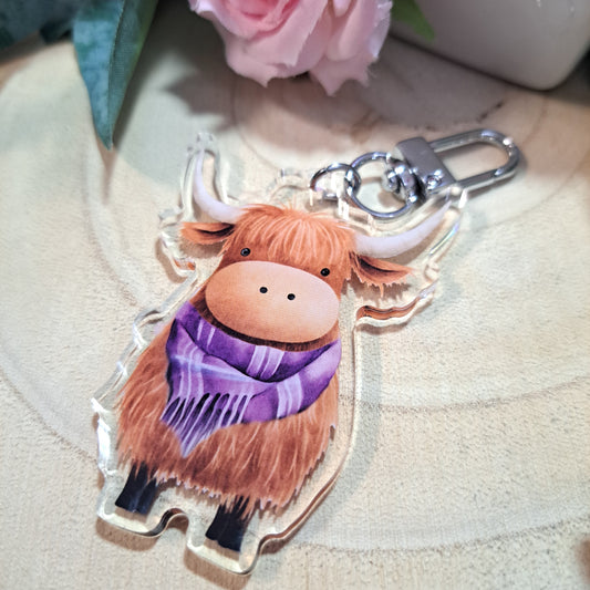 Highland Cow Acrylic Keyring