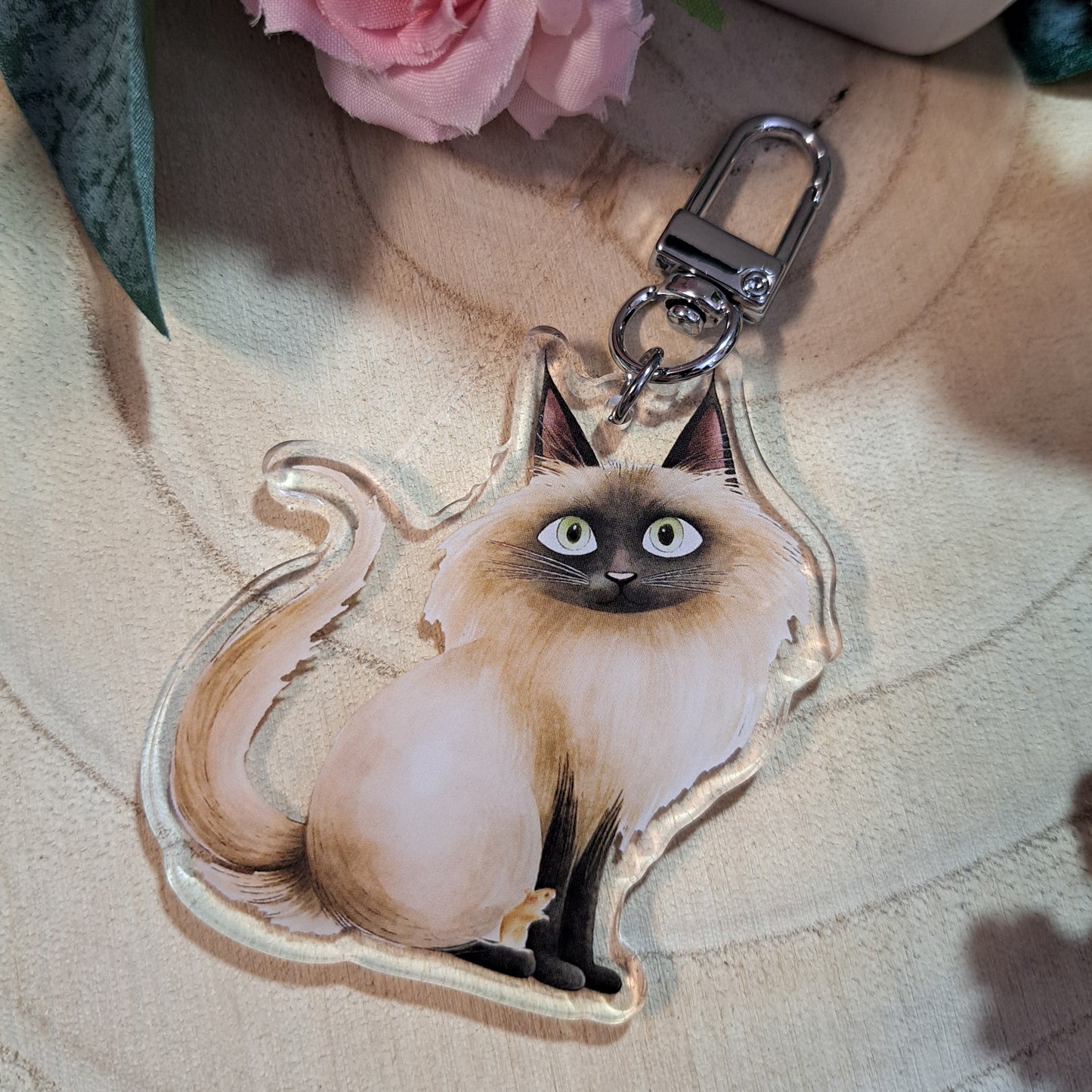 Siamese Cat Acrylic Keyring