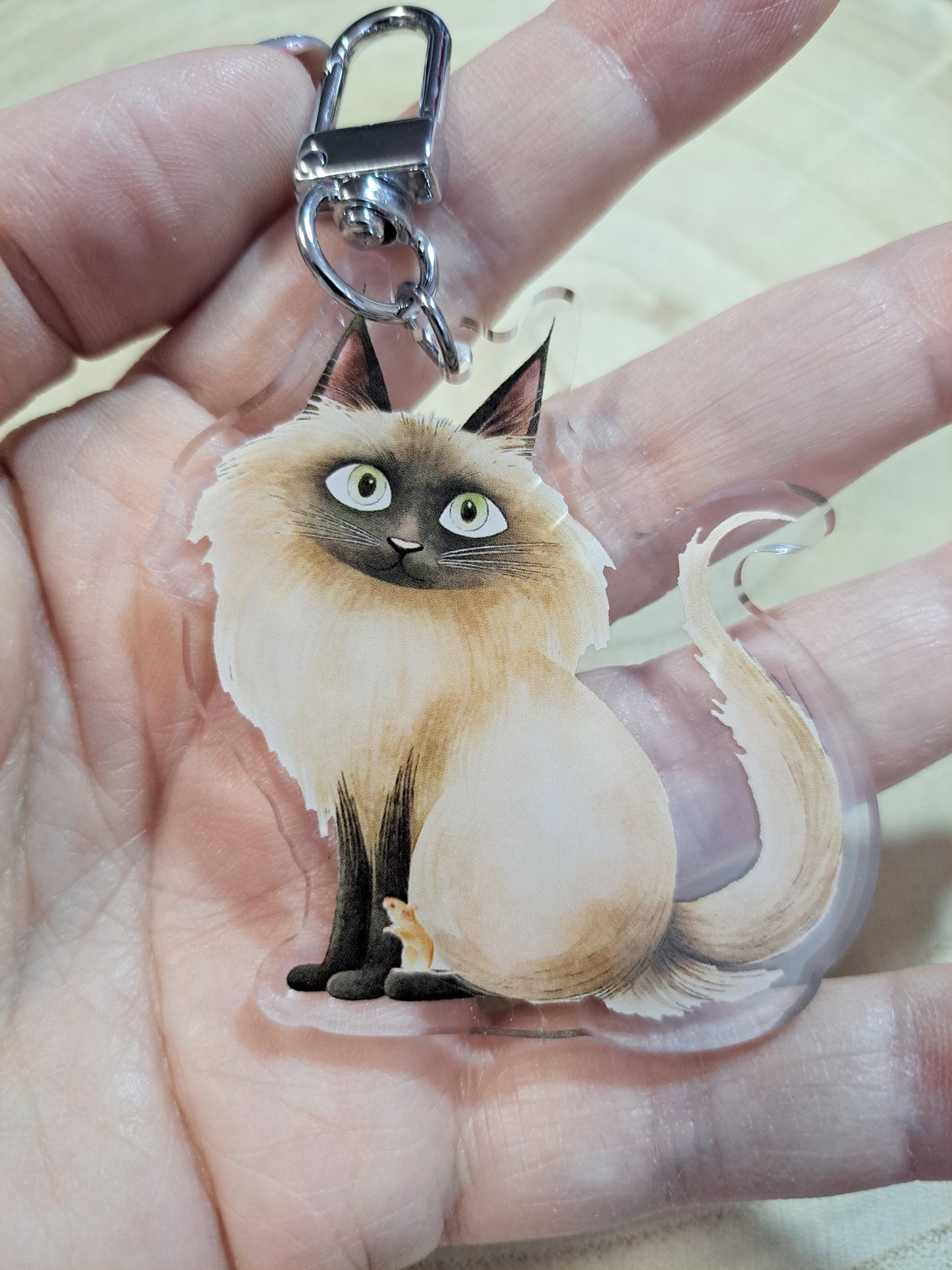 Siamese Cat Acrylic Keyring