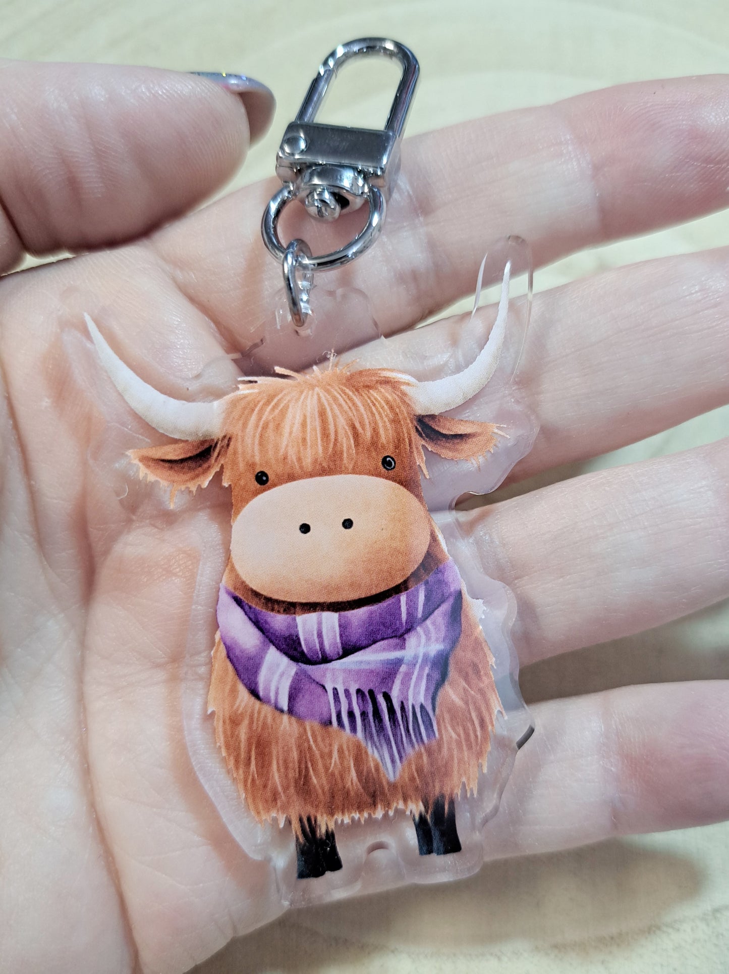 Highland Cow Acrylic Keyring