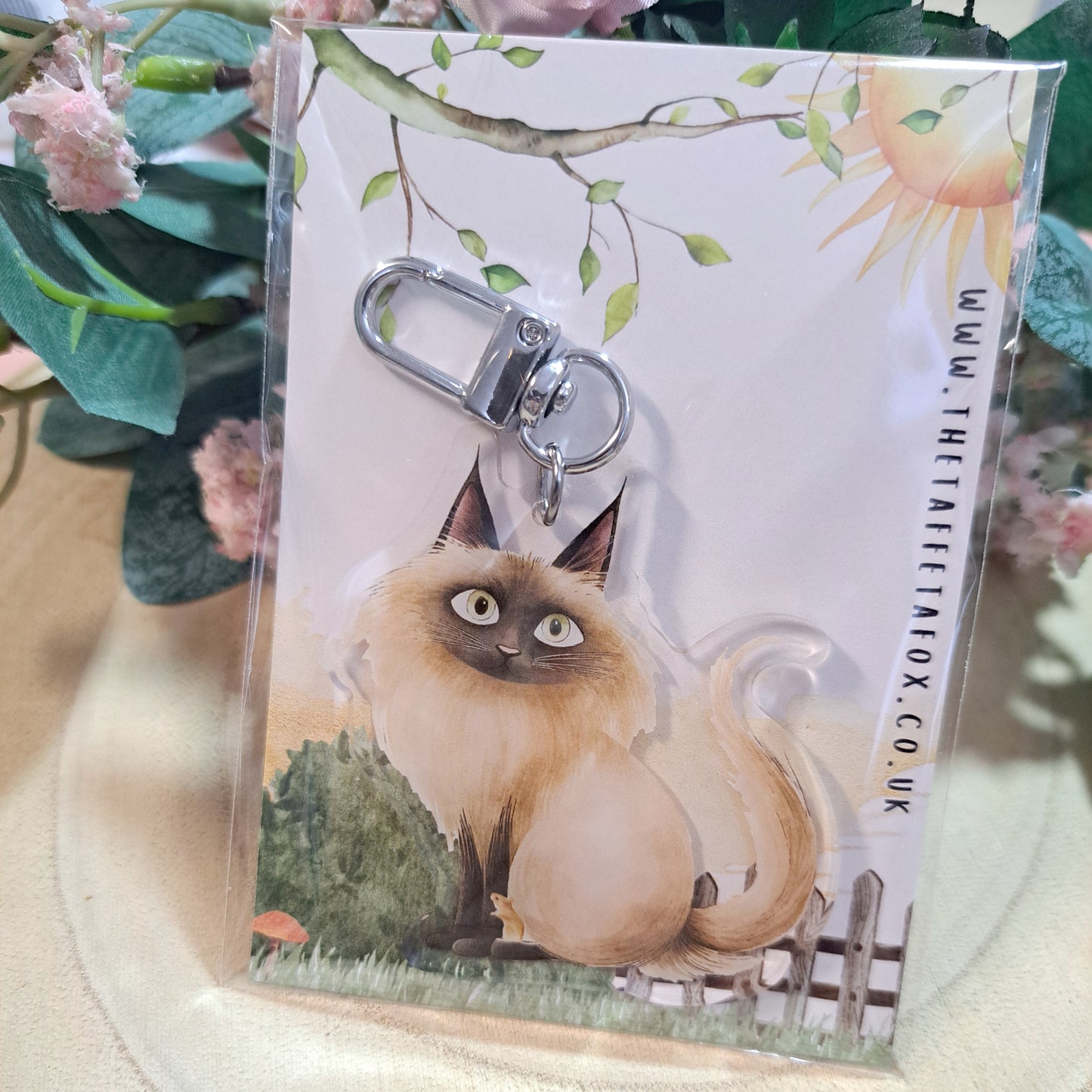 Siamese Cat Acrylic Keyring